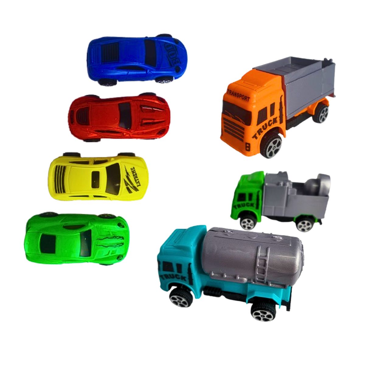 Kit Mini Caminhões De Construção E Mini Carros Sortidos - Ark Toys Kit Mini Caminhões De Construção E Mini Carros Sortidos - Ark Toys
